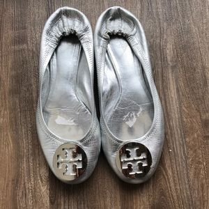 Tory Burch Shoes - Tory Burch Minnie Flat Silver Metal Tory Burch Shoes - Tory Burch Minnie Flat Silver Metal